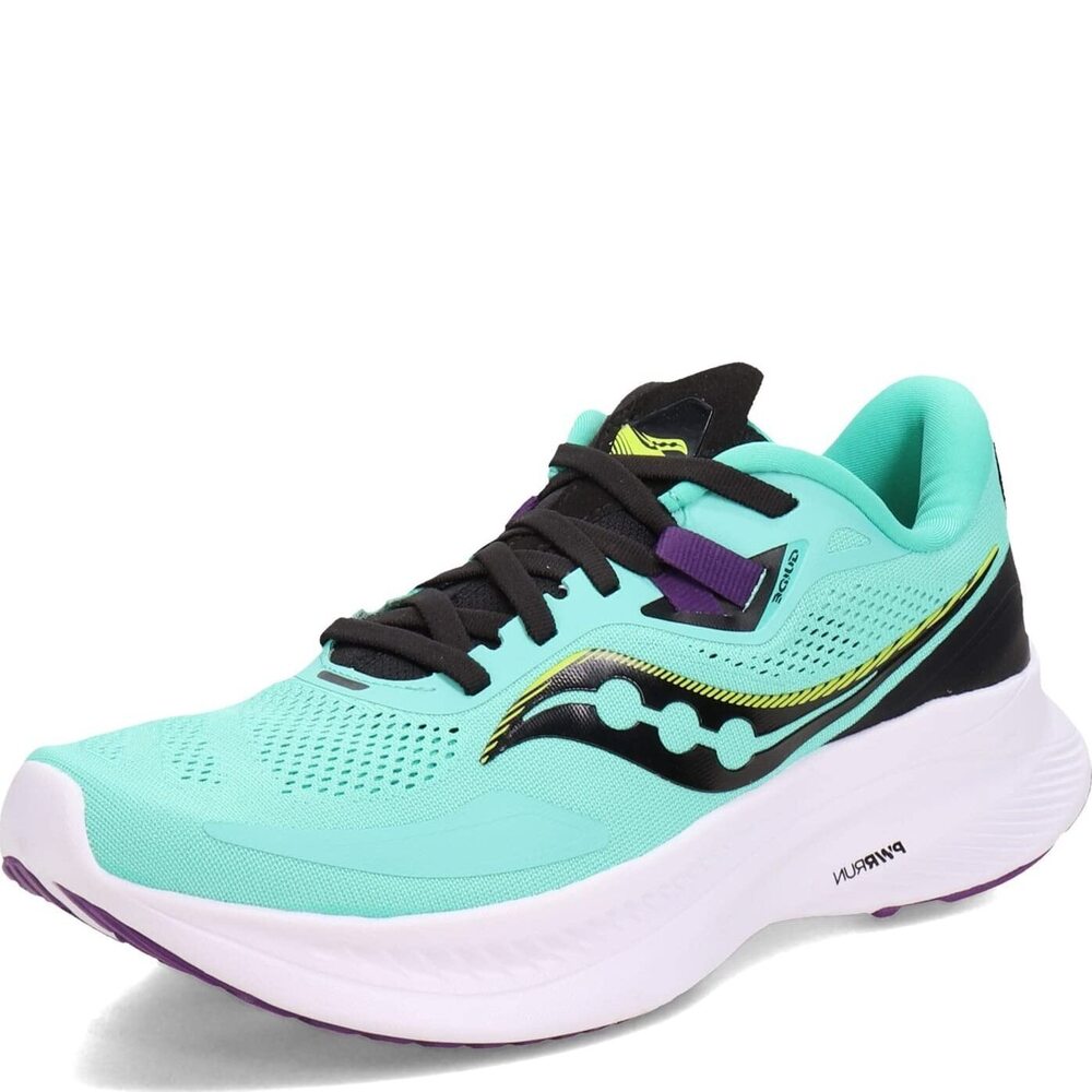 SAUCONY WOMEN'S GUIDE 15 RUNNING SHOE, COOL MINT/ACID, 6.5